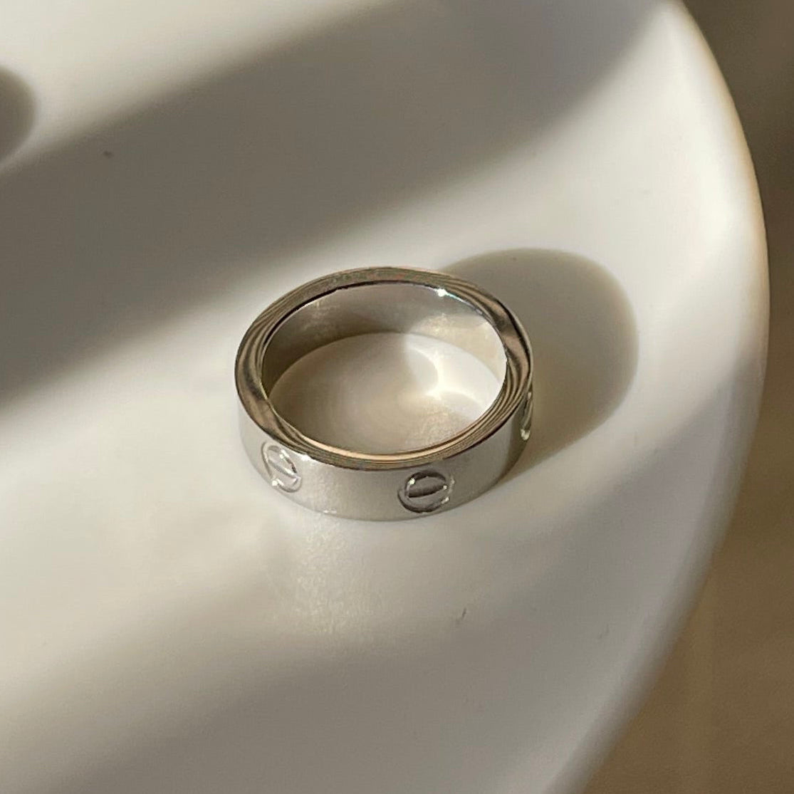 Silver love ring