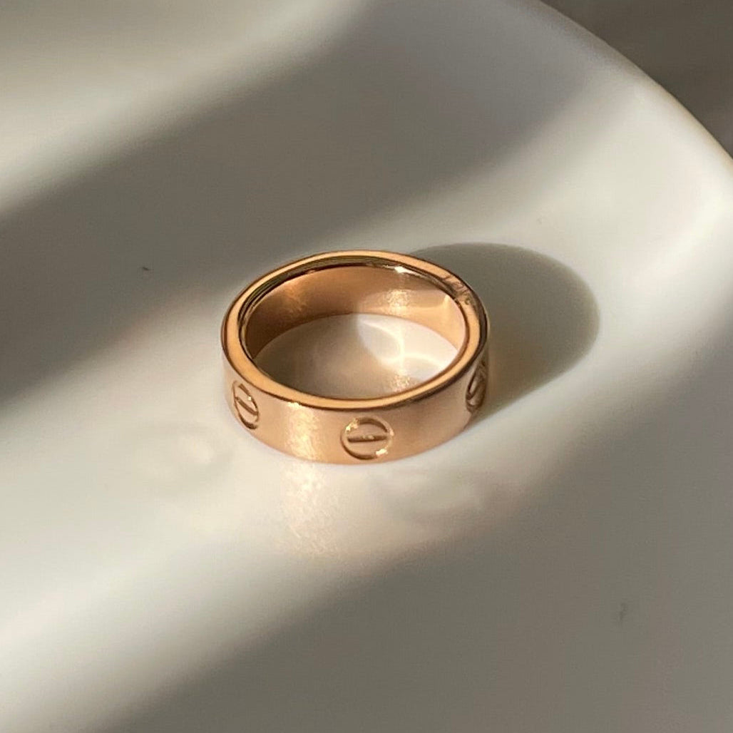 Rose gold love ring