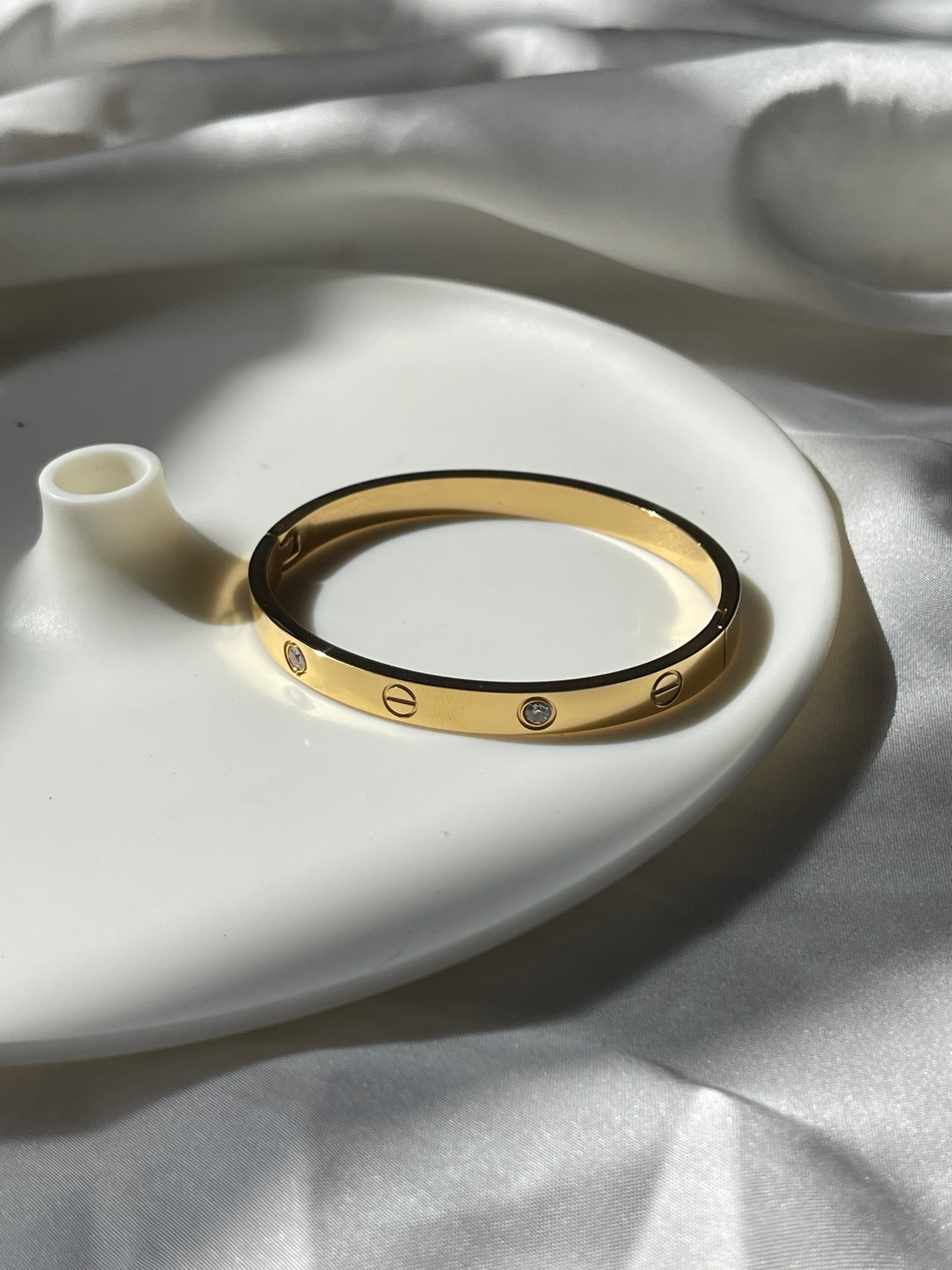 Gold Openable Crystal paved Love Bangle