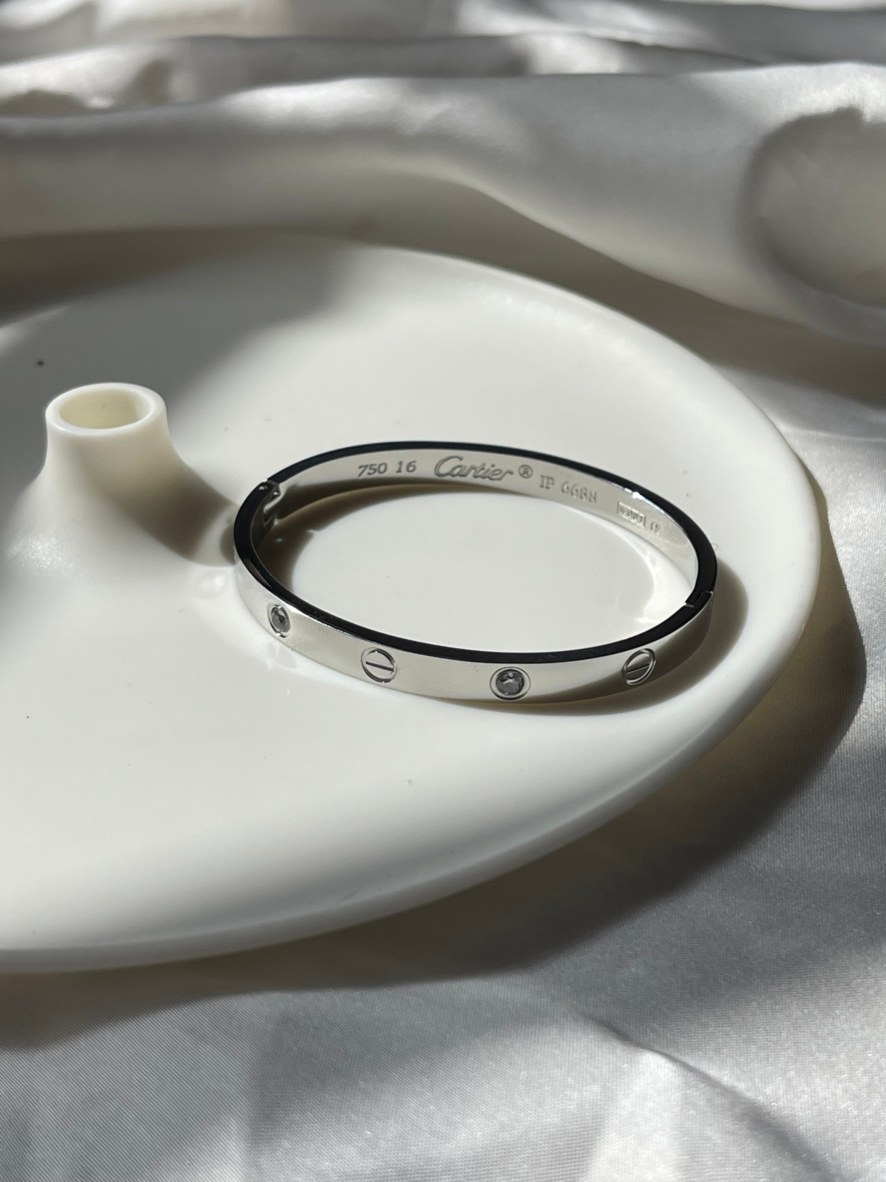 Silver Openable Crystal paved Love Bangle