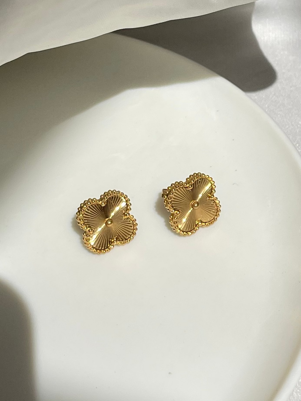 Gold Clover Studs