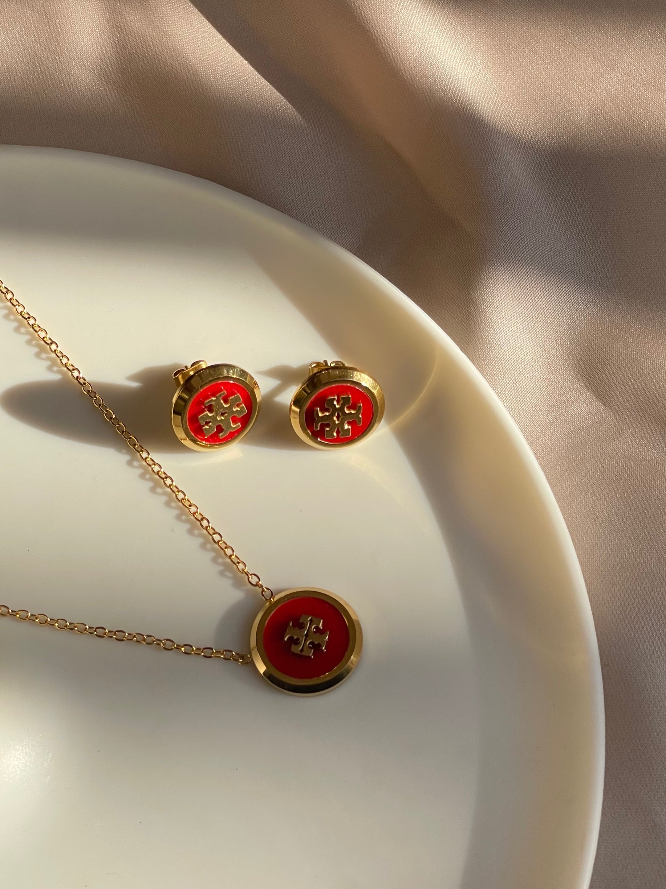 Cherry Pendant and studs set