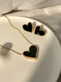 Black Heart Pendant and studs set