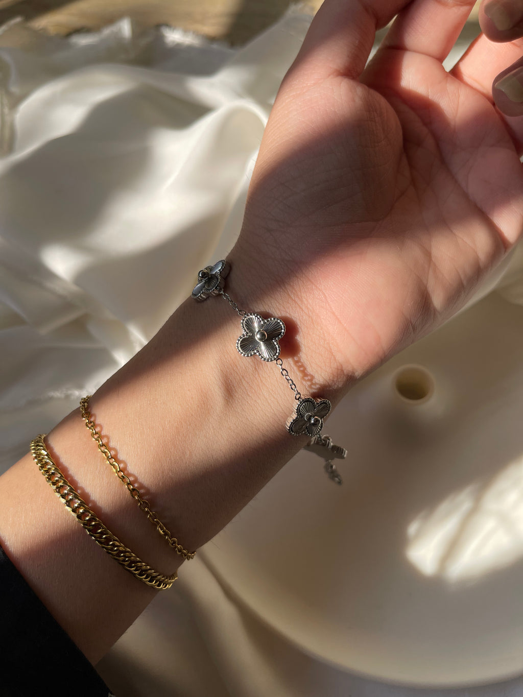 Silver Clover Bracelet